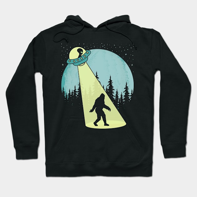 Bigfoot Ufo Abduction Full Moon Hoodie by Tesszero